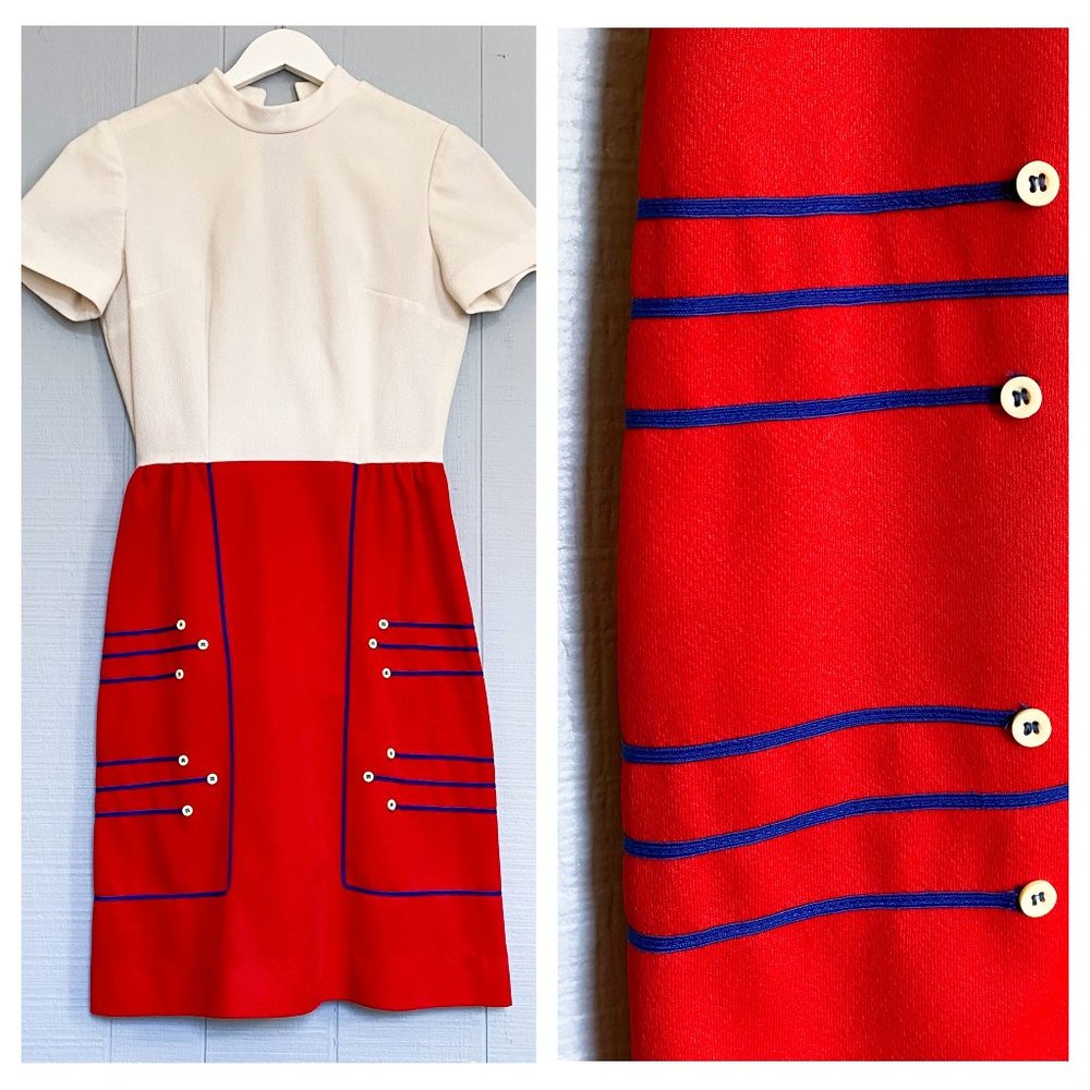 VINTAGE Early 1970’s Dress Red White & Blue